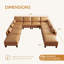Canapé modulaire en U avec rangement, canapé 10 places en similicuir, grand canapé confortable, grand canapé pour grand espace, maison, bureau, brun clair