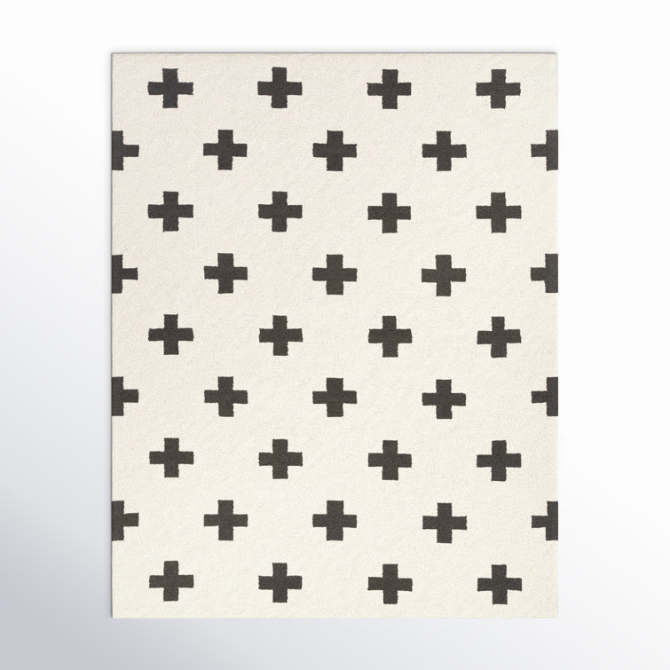 Cavan Geometric Handmade Tufted Wool Black/Off-White Area Rug