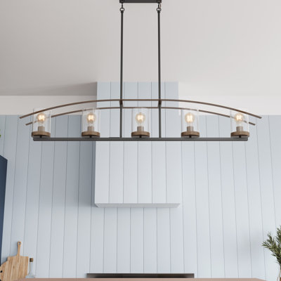Arel 5-Light Arched Linear Dimmable Glass Shade Chandelier Fixture