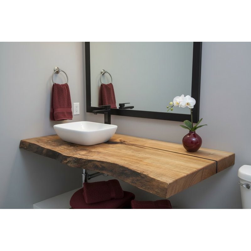 Plateau de meuble-lavabo personnalisable en érable Live Edge, 72", 24"