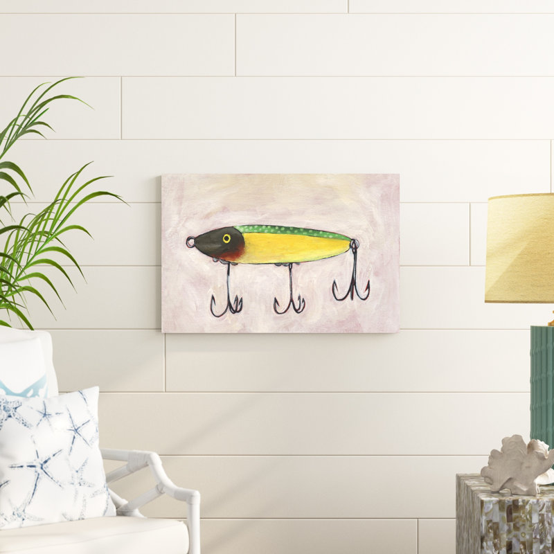 " Retro Fishing Lure IV " by Regina Moore Painting Print, 20" H x 30" W 