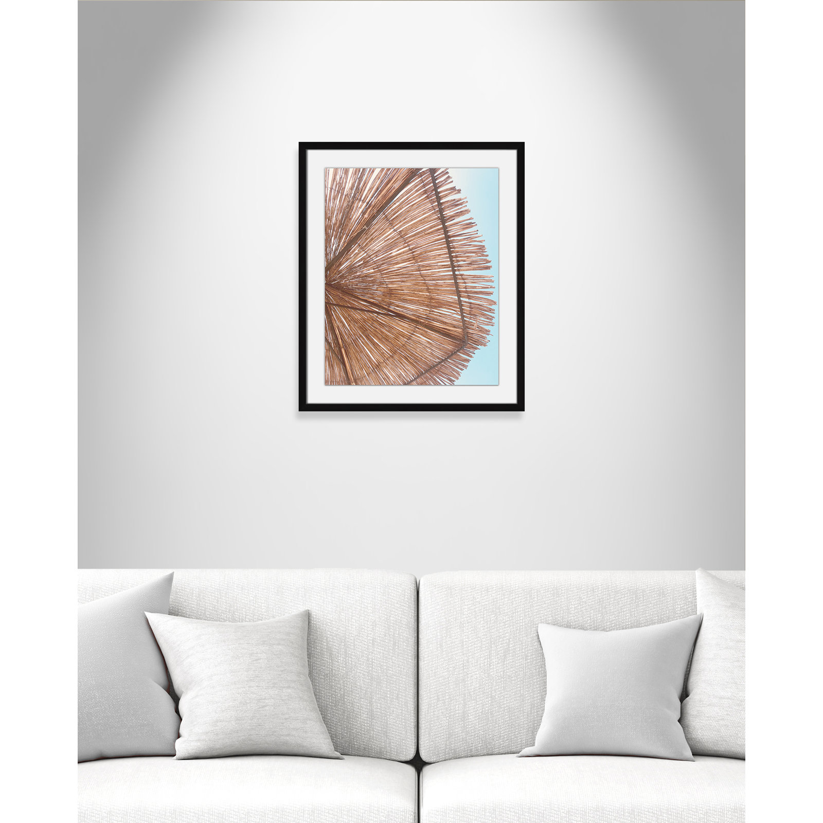 Rosy Straw Umbrella - Picture Frame Photograph, 23" H x 17" W x 1.25" D, Satin Black