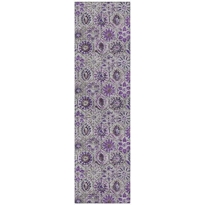 Machine Washable Indoor/Outdoor Xhevrie Purple Rug