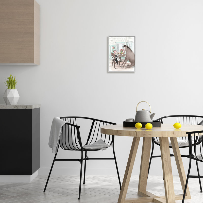 Animaux partageant un repas, impression encadrée sur bois, H 14 po x l 11 po x P 1,5 po, Estampe numérique Farmhouse
