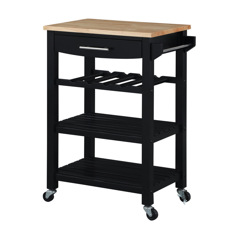 Lark Manor Michelle 4 Tier Butcher Block Kitchen Cart with Drawer and ...