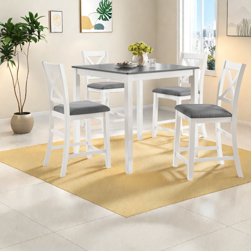 Ensembles de table de salle à manger compacts (doit inclure à la fois la table et la chaise), 5 pièces en bois moderne pour petite cuisine