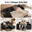Canapé-lit convertible 3 en 1 de 185 cm (73 po), canapé-lit gigogne avec table d'appoint pivotante à 360°, revêtement en chenille douce, canapé moderne, noir-1681002129