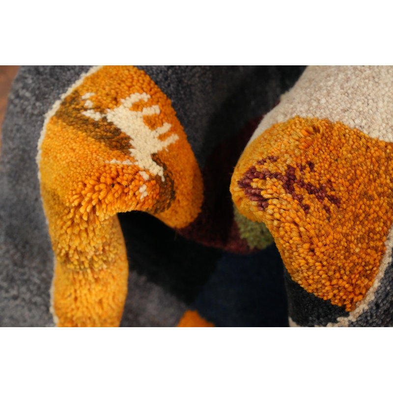 Tapis de couloir à carreaux en laine Gabbeh
