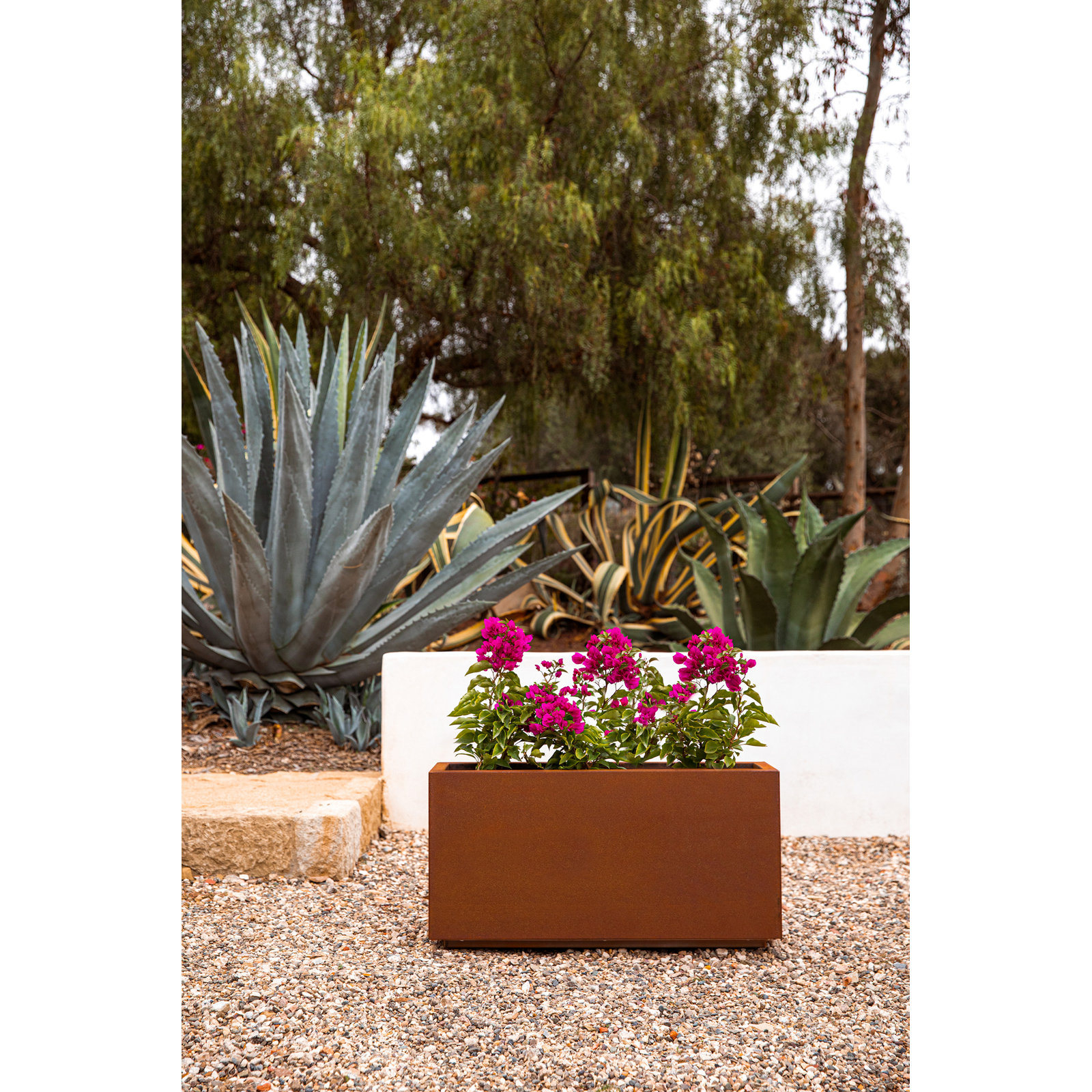 Corten Steel Series Long Box Planter, 16.25" H x 32" W x 10" D
