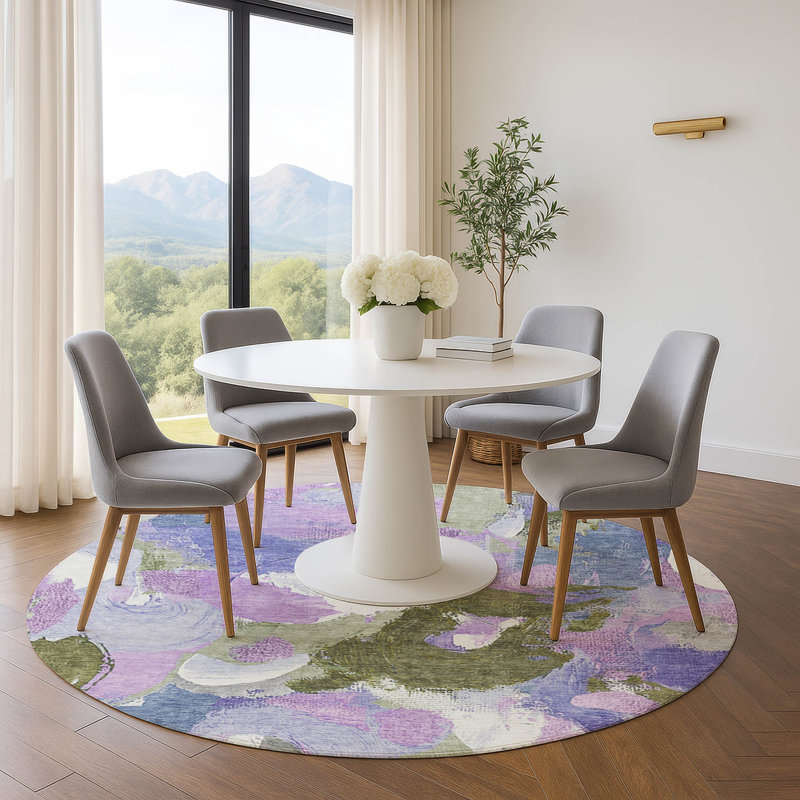 Premium Machine Washable Mouton Abstract Rug, Round 8'