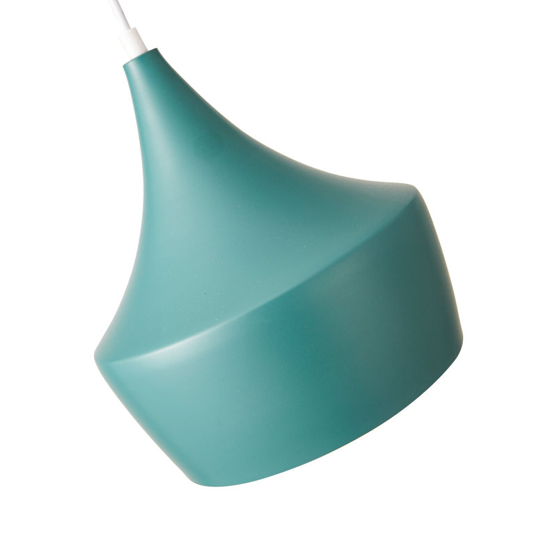 Vintage Green Painted Metal Mid-Century Modern Pendant Lamp