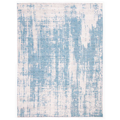 Tapis unique en viscose 10 pi x 14 pi turquoise New Age