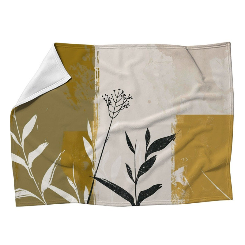 Jeté en molleton à motif de feuilles - Motif tendance pour canapés ou lits, L 60 po x L 80 po
