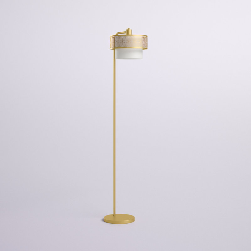Palen 62.25"H Arched Floor Lamp with Mixed-Material Shade