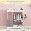 Kids Dress up Rack-Wardrobe Closet with Mirror, Open Kids Wardrobe with 3 Tier Shelf, 2 Storage Drawers-313156522