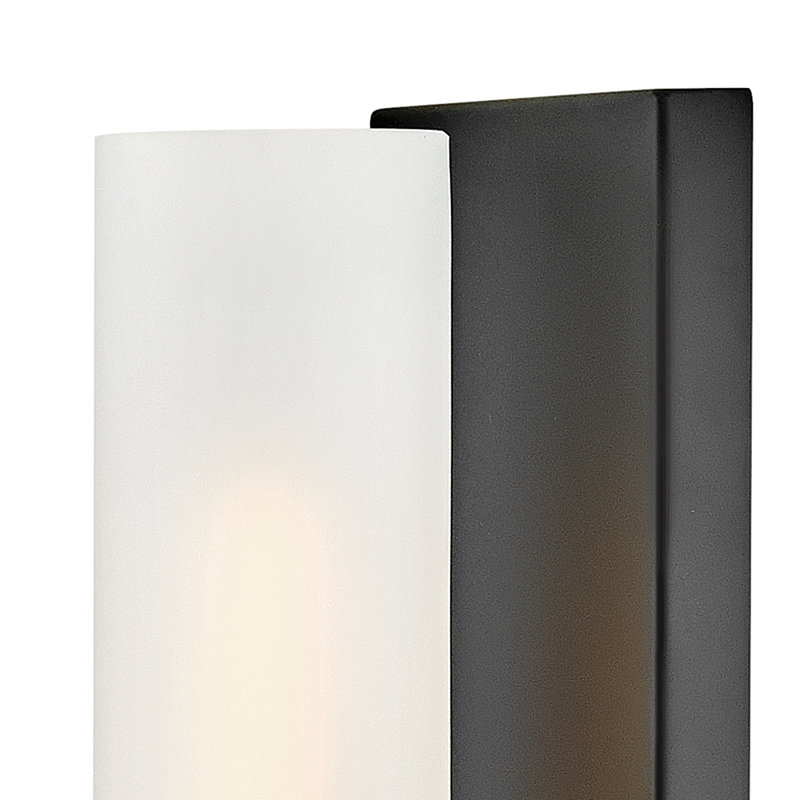 Ryden Single Light Wall Sconce with Etched Glass Cylinder Shade, Black