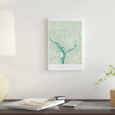 « washington, d.c. bleu aquarelle urban blueprint map », impression sur toile