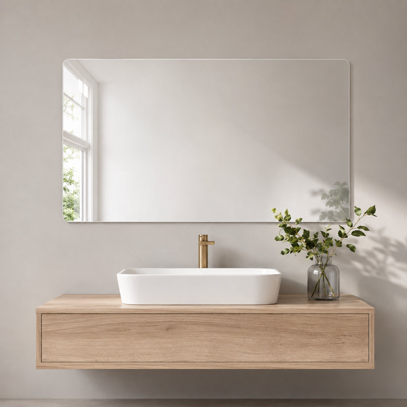 Miroir de salle de bain mural sans cadre 36 po x 30 po, verre argenté sans cuivre HD, incassable, 36 po x 30 po