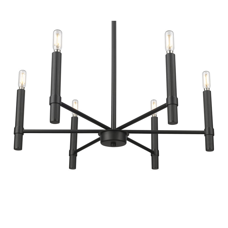 Skyva 30.25" Wide 8-Light Chandelier - Matte Black, 6, 21.25" H x 24.25" W x 24.25" D