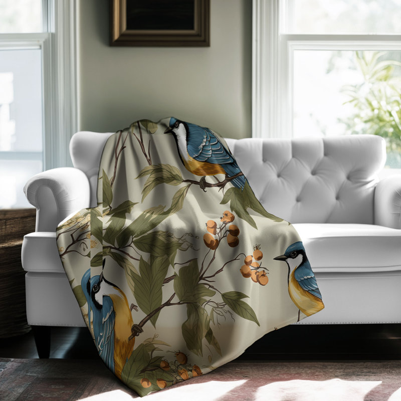 Blossom Birds - 1 pièce Sherpa Premium, Lit simple