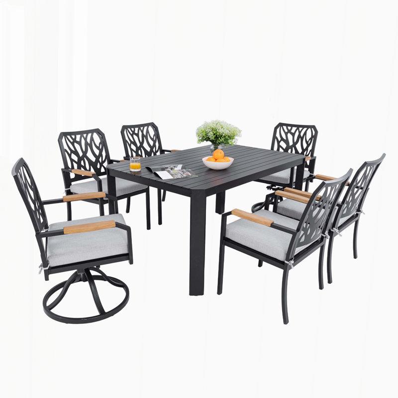 Joseph Patio 7-Piece Dining Set with Sunbrella Cushions & Swivel Rockers