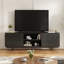 Meuble télé noir Mid-Century, rangement pour téléviseur de 75 po
