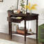 Console rustique demi-lune avec tiroir et tablette-1841738949