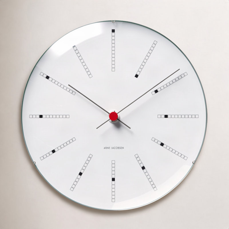 Bankers Wall Clock, Large, White/Black/Red