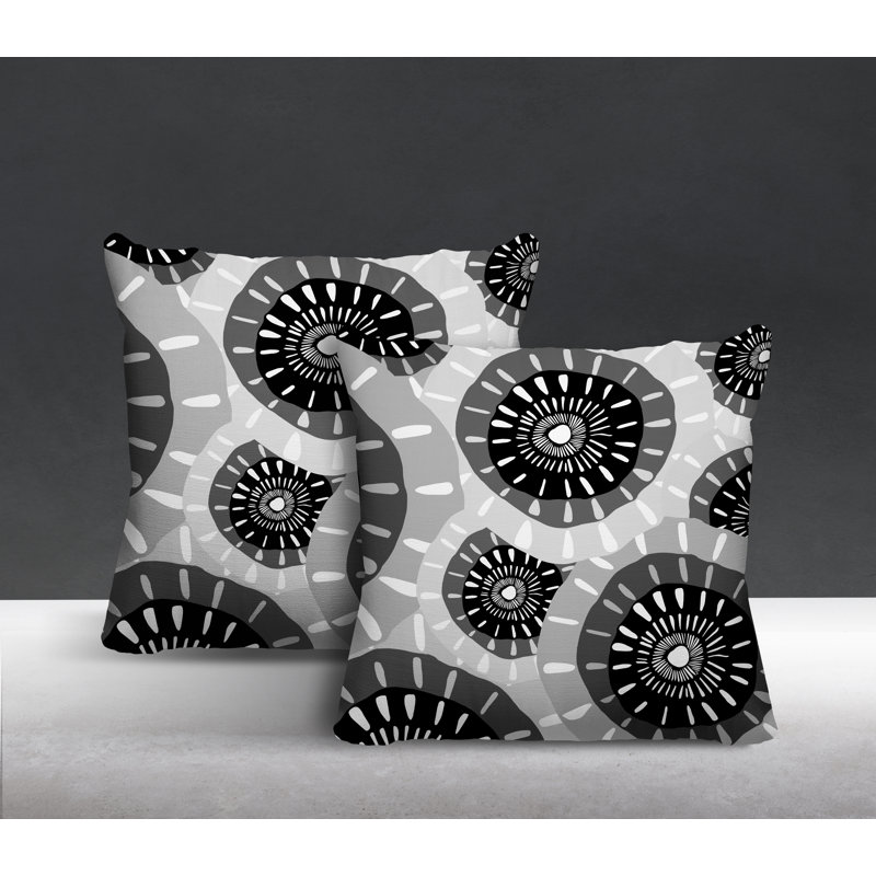 Coussin décoratif intérieur / extérieur, L 15 po x H 15 po, Noir