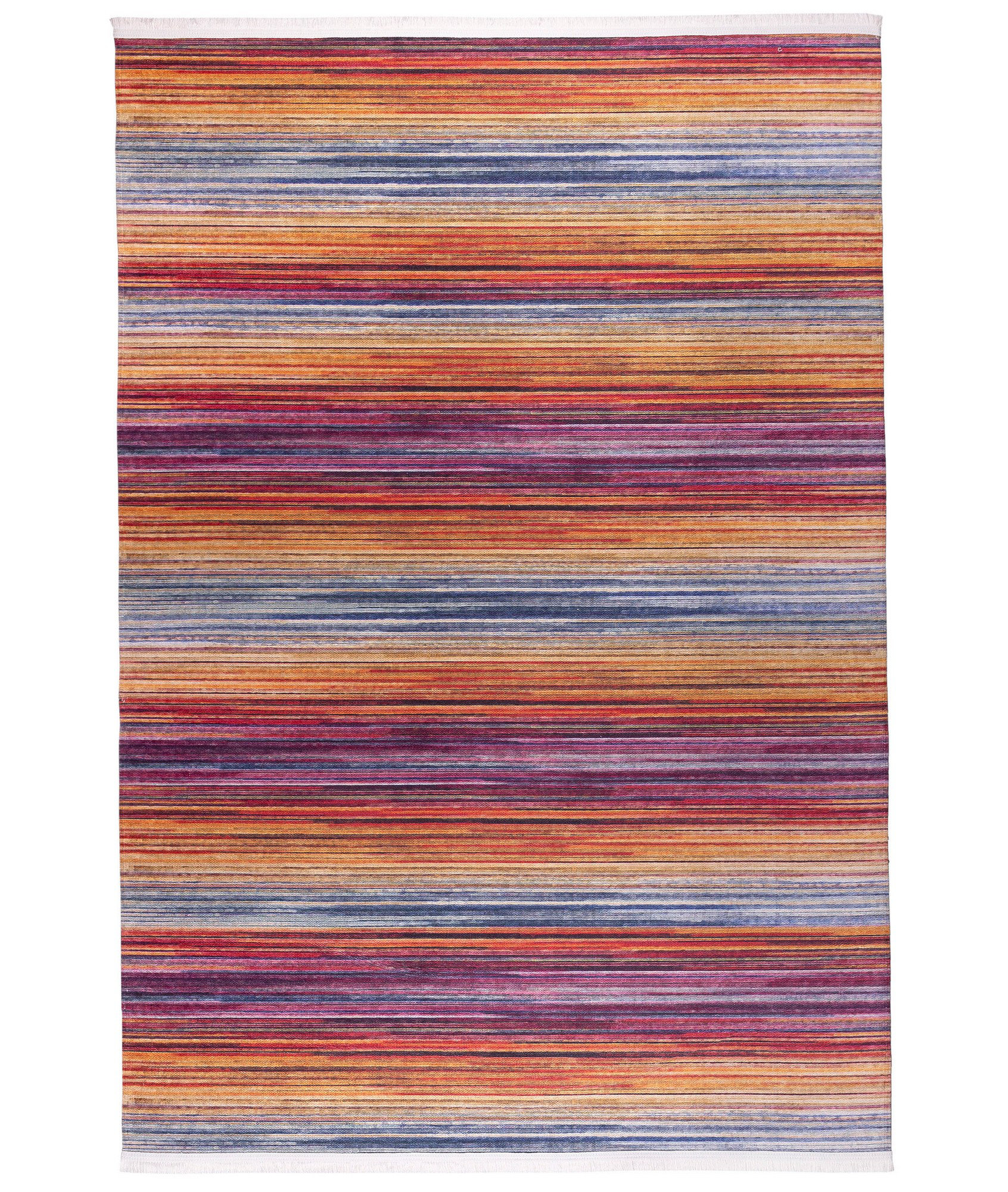 East Urban Home Rodgers Striped Machine Woven Velvet Area Rug in Blue ...