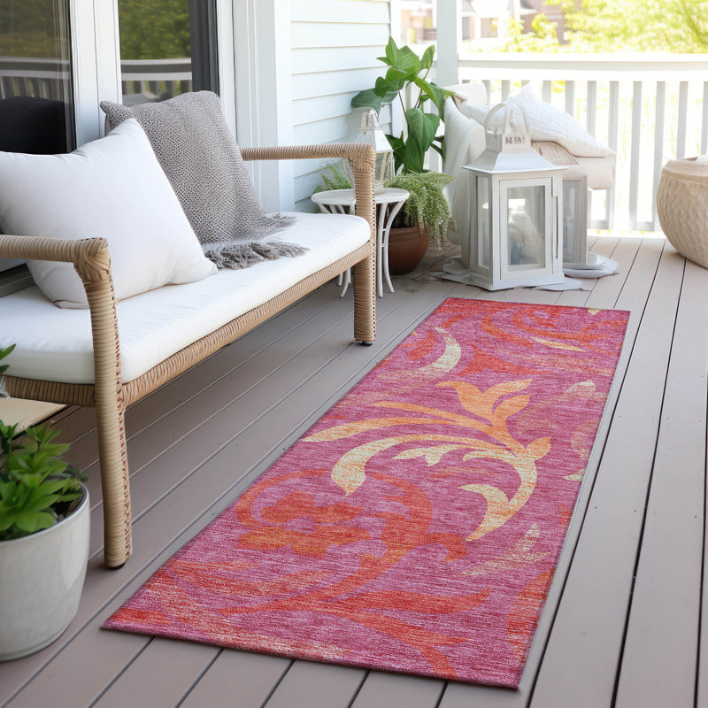 Tapis floral en polyester tissé à la machine Fritch, Tapis de couloir 2 pi 3 po x 7 pi 6 po