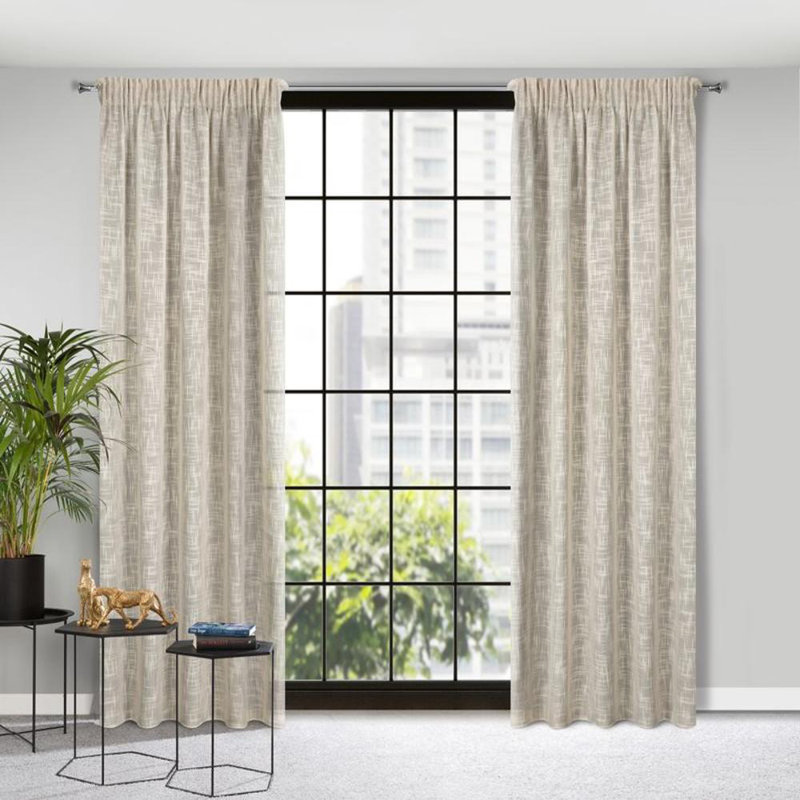 Room Darkening Curtain Single Panel, Beige Tape