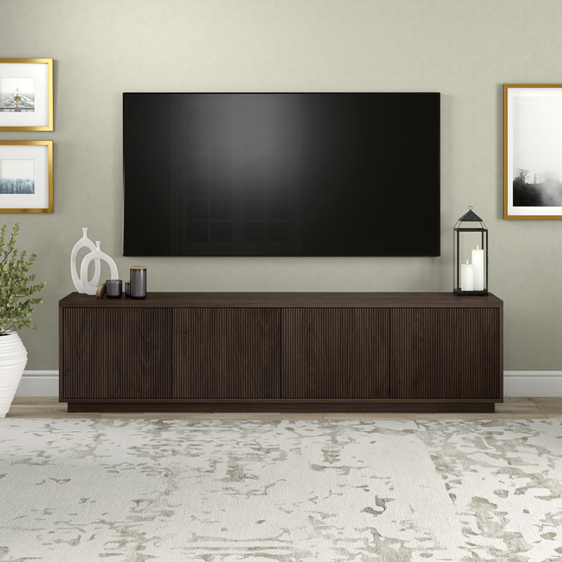  Product Name Hanson Rectangular Fluted TV Stand for TV's up to 85" in Alder Brown, Alder Brown