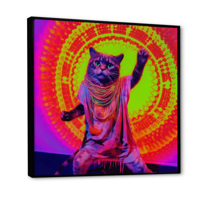 " Rave Cat In Pink Neon "