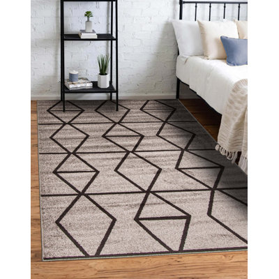 Tapis gris/brun foncé géométrique Denoila