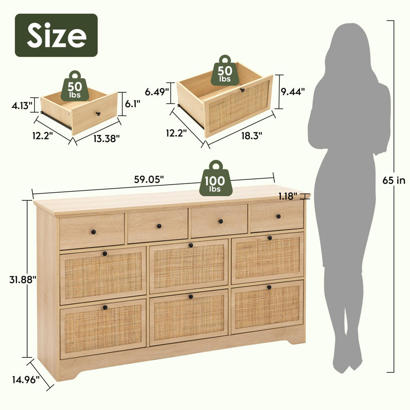 Commode 10 tiroirs Boho