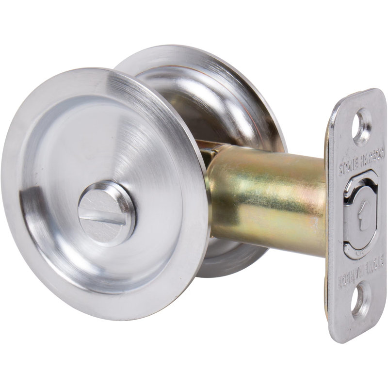 Serrure ronde pour porte escamotable, Chrome satiné