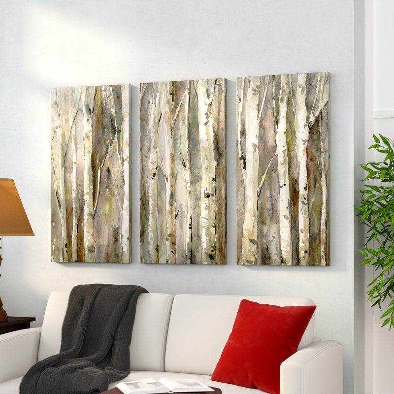 " Birch Path " 3 - Pieces, 40" H x 60" W x 1.5" D