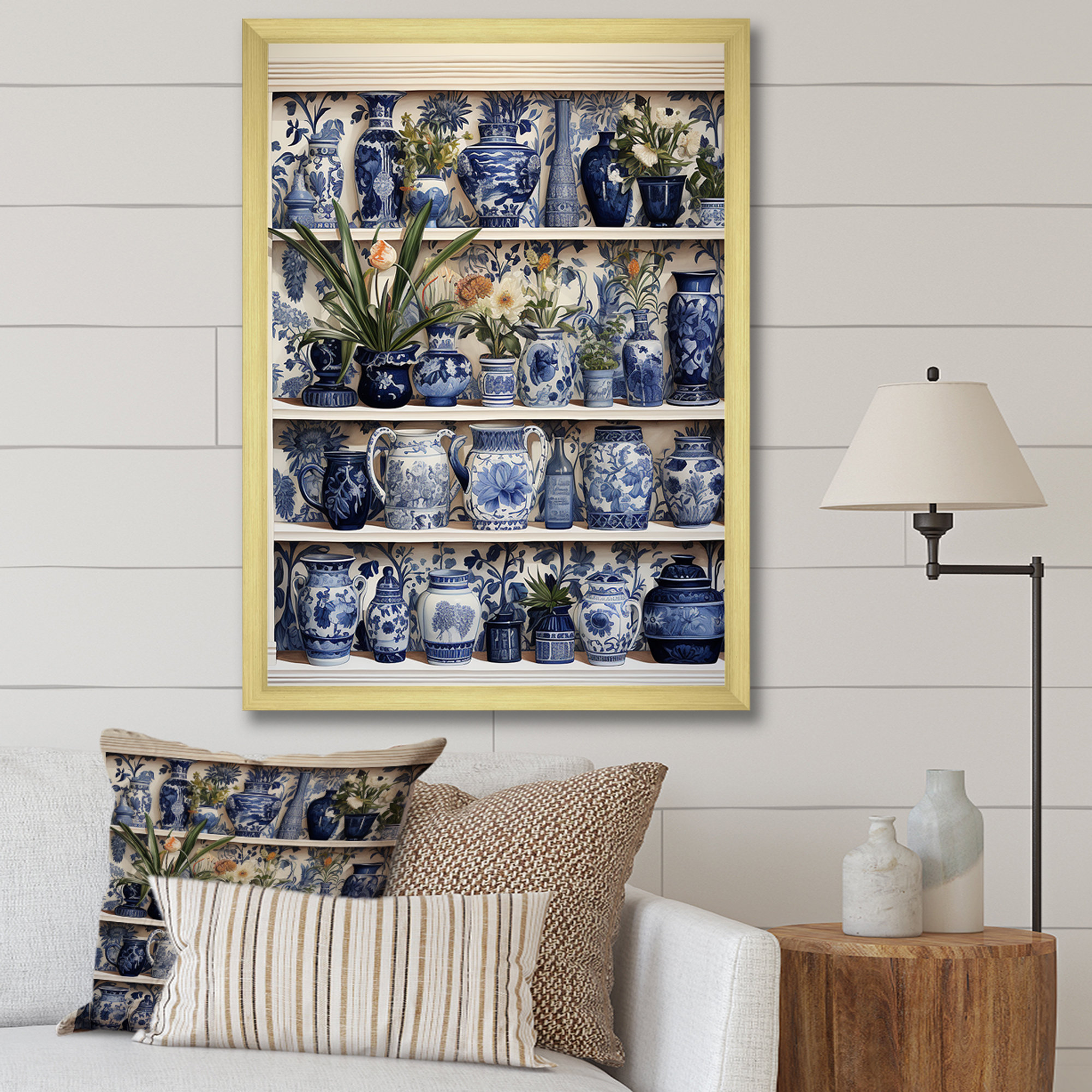 Charlton Home?? Blue Boho Plant Pottery I - Boho Pottery Wall Art Decor ...