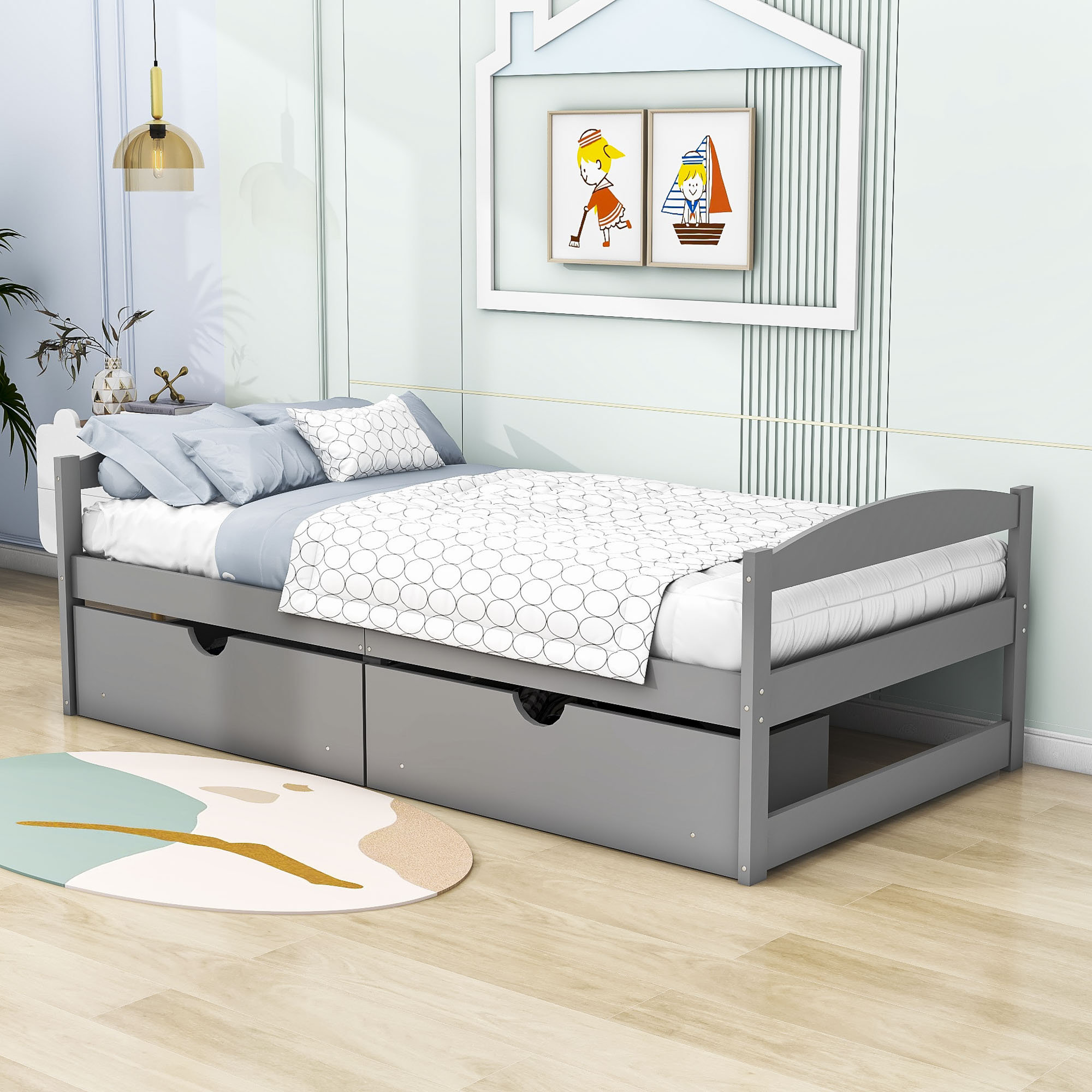 Claire Twin Size Storage Bed | Custom Kids Furniture 3 Storage Drawers & Trundle Bed / Custom Kids Furniture