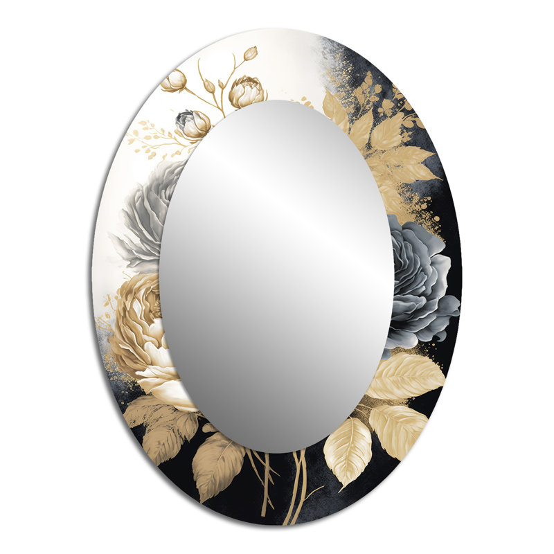 Miroir mural blanc, doré et noir II, 40 po x 30 po