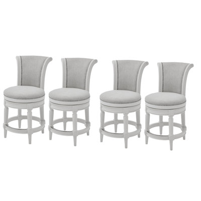Ted Swivel Upholstered Counter Stool with Solid Wood Frame