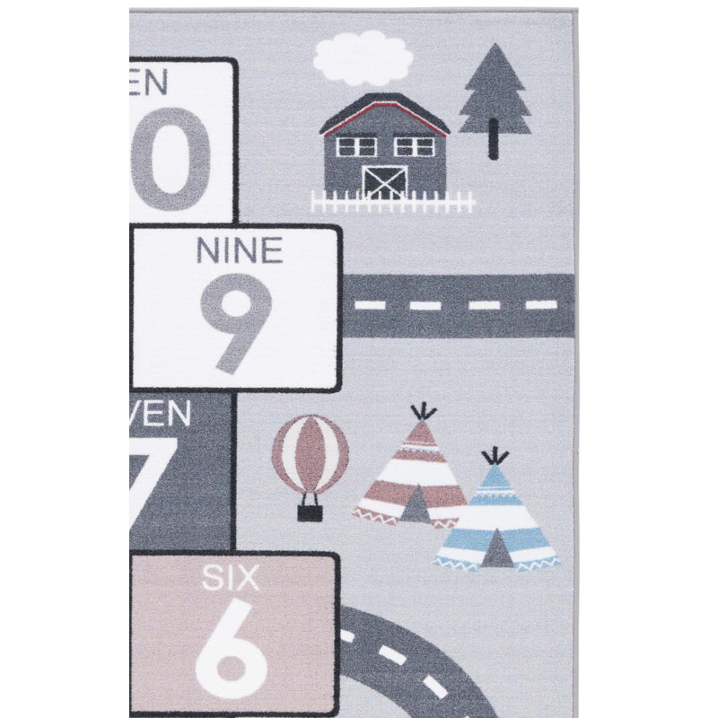 Hawkesbury Common Gray/Pink Area Rug, Rectangle 6'7" x 9'