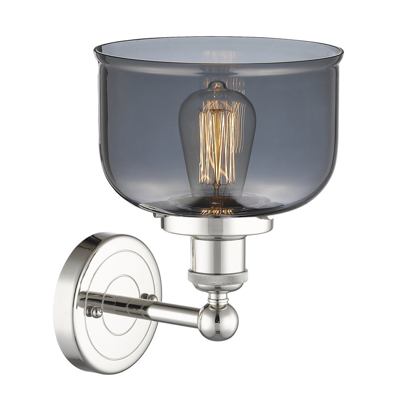 Cetronia Steel Armed Sconce, Polished Nickel, Plated Smoke