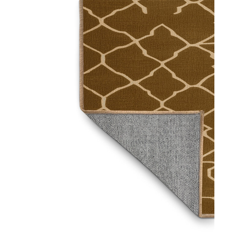 Machine Washable Trellis Brown Area Rug, Square 3'