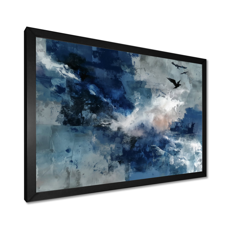 «Blue White Sturdy Guardians Accents With Grey», reproduction d'art sur toile, art abstrait bleu, Cadre photo unique, Noir