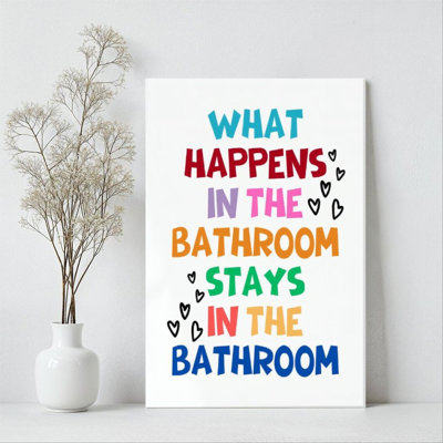 1 pièce, impression sur toile encadrée pour salle de bain Amusement, amour embelli, décor à la main de style graffiti, parfait pour la décoration de chambre salon chambre bureau cuisine salle de bain décor à la maison, cadeau de décoration murale idéal pour la maison