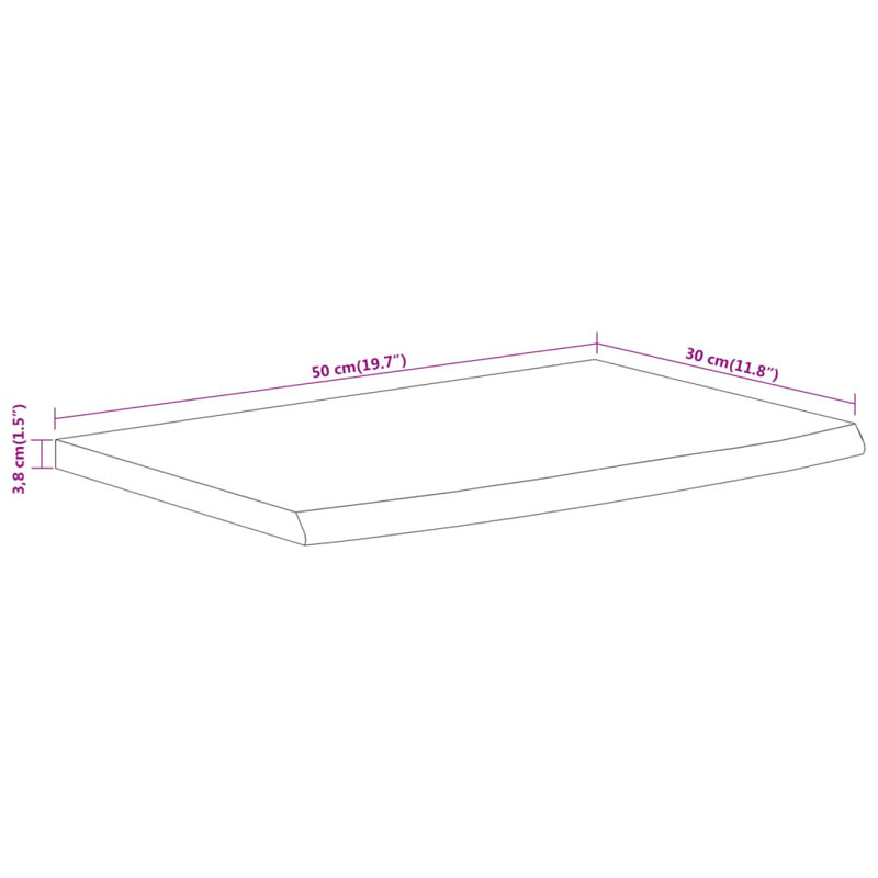 Tablette murale vidaXL Bois naturel Bois d'acacia massif, H 1,5 po x l 19,7 po x P 11,8 po