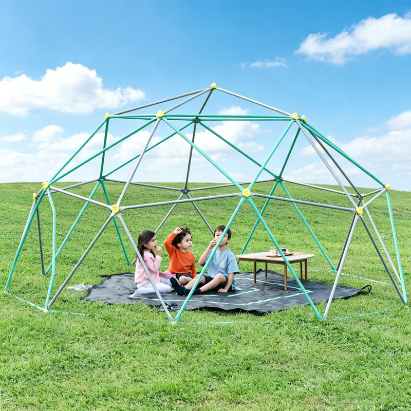 13Ft Geometric Dome Climber Play Centre, Kids Climbing Dome Tower With Hammock