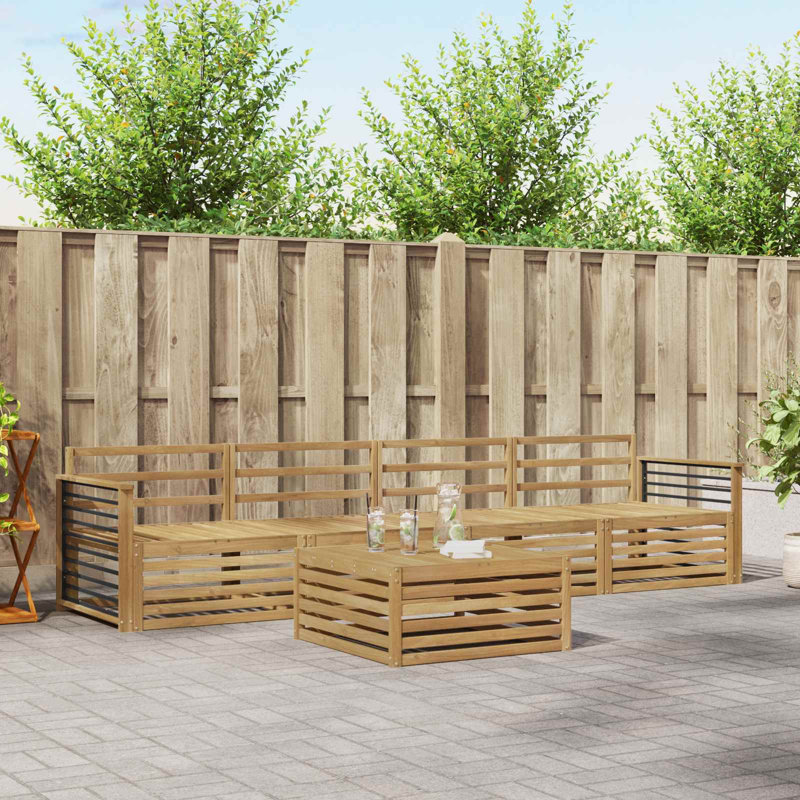  Outdoor Sofa Set 5 Pcs Solid Acacia Wood Sectional Garden Furniture